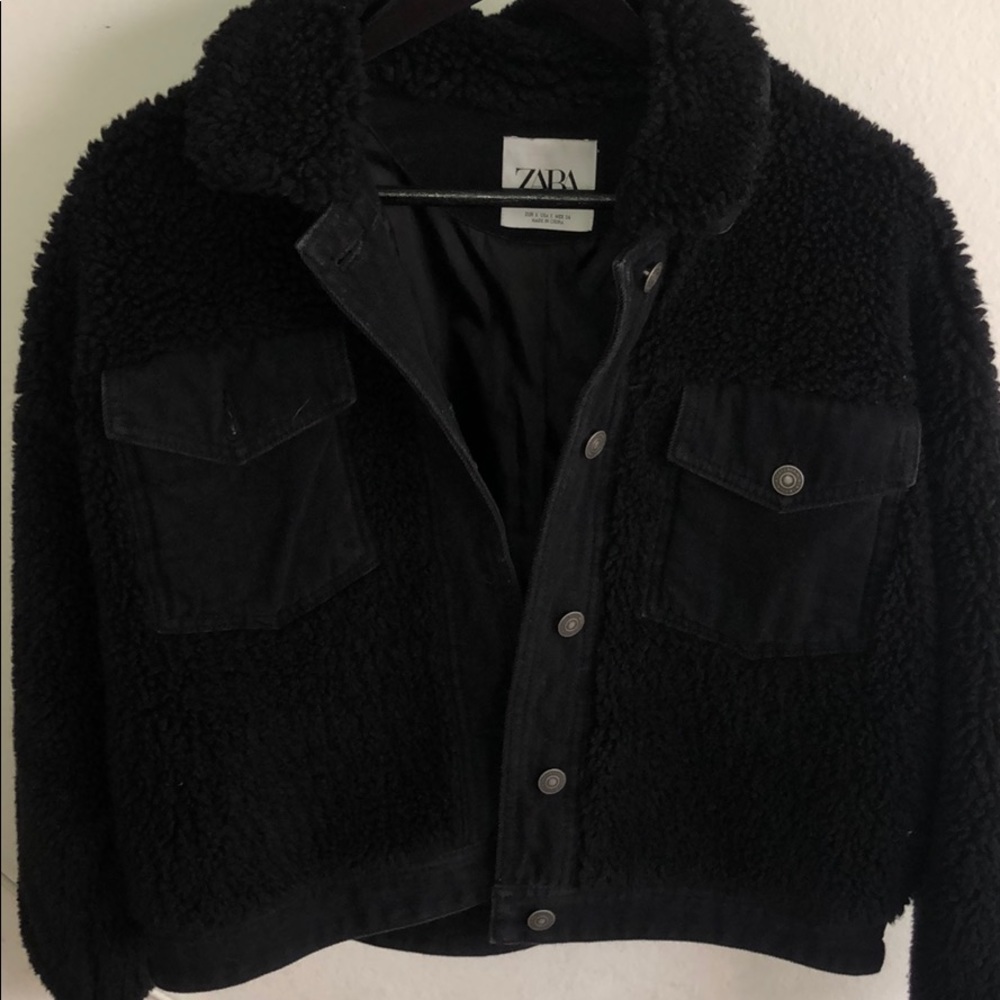 ZARA black denim/ Sherpa jacket